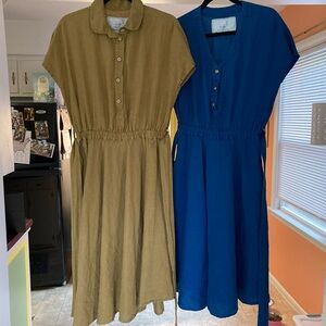 notPERFECTLINEN Bronze and Teal Midi Dresses